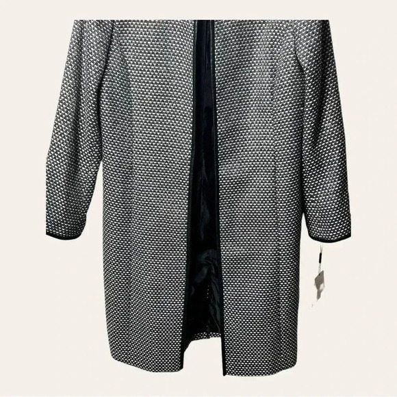 CALVIN KLEIN OPEN FRONT LONG JACKET SIZE 10 BLACK/WHITE/SILVER NWT - Picture 4 of 12
